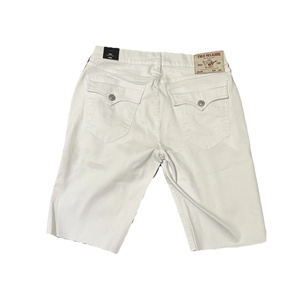NWT $128‎  True Religion RICKY SN Relaxed Size 30 White Straight Shorts Raw Hem